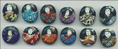 Japanese Girl beads made with polymer clay