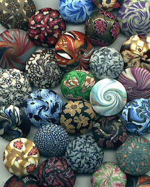 lentil shaped beads made of polymer clay