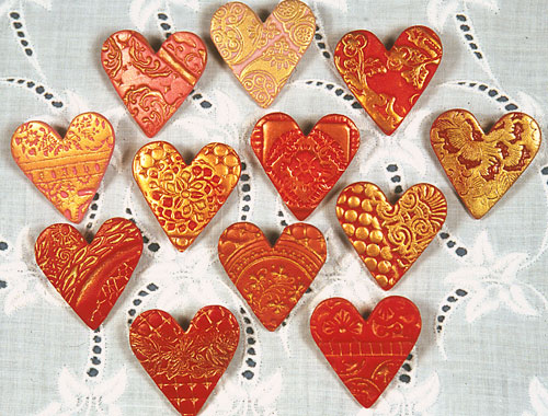 polymer clay heart pins