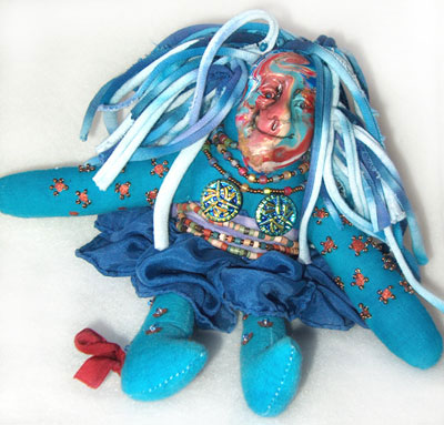spirit doll with polymer clay face