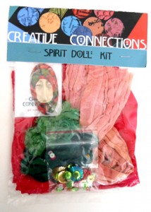 spirit doll kit with polymer clay face and dyed fabrics