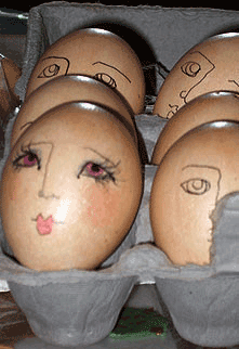eggs with hand drawn faces