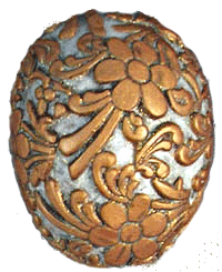 polymer clay filigree over eggshell