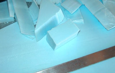 blue insulation foam used for miniature set building