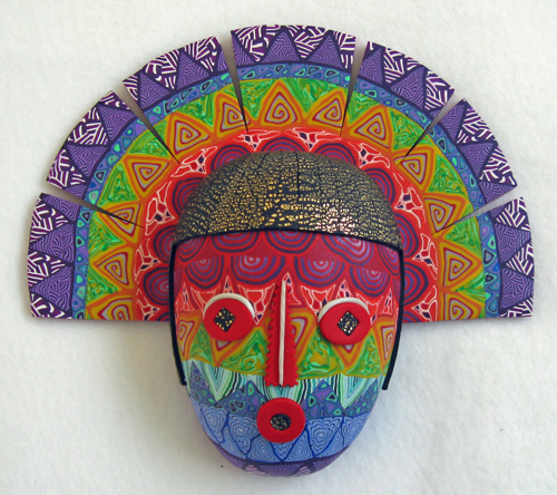 Rainbow Kachina polymer clay mask by Ann Kruglak